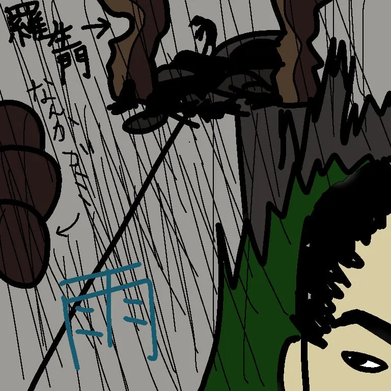 羅生門と老婆と下人の手書きイラスト